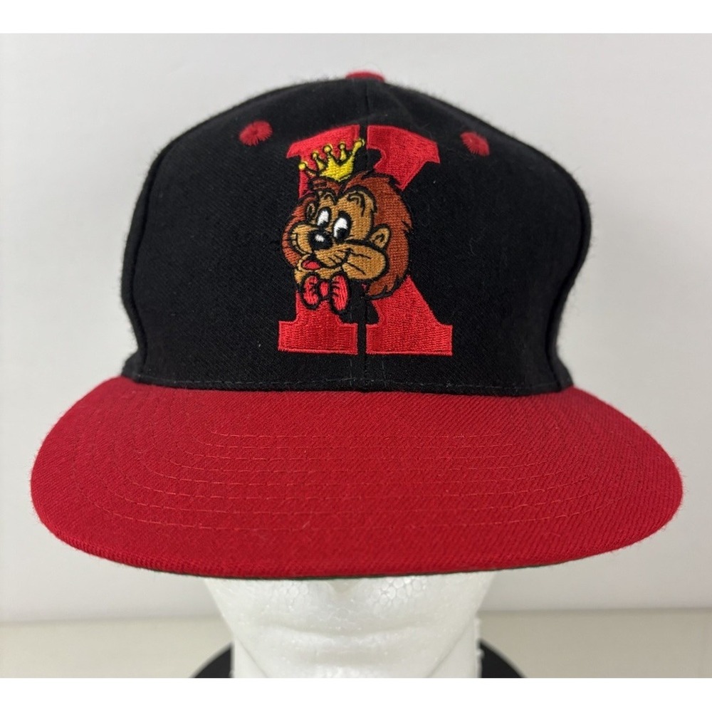 Vintage King Looey MGM Grand Las Vegas Hotel Snapback Hat Black Red Wool Blend